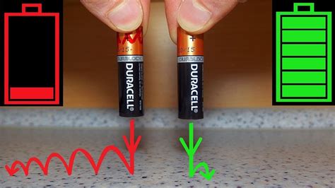 the drop test to check if a battery is good|dropping batteries on hard surface.